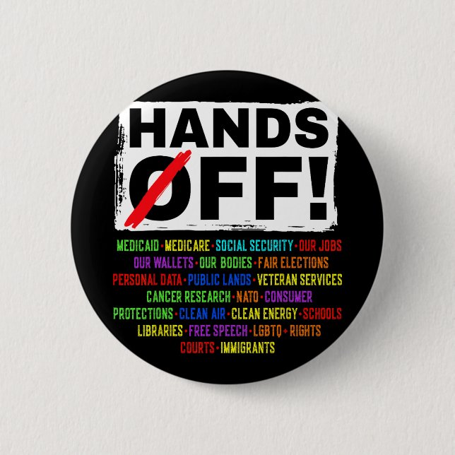 Hands Off Social Security Protest Resist Save Demo Button (Front)