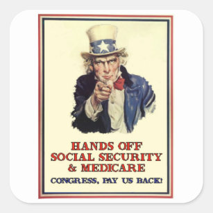 Hands Off Social Security Square Sticker