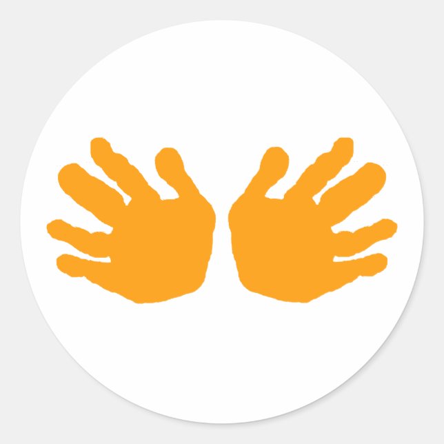 Hands Orange The MUSEUM Zazzle Gifts Classic Round Sticker (Front)