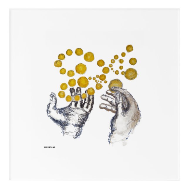 Hands outstretched for the future acrylic print (Front)