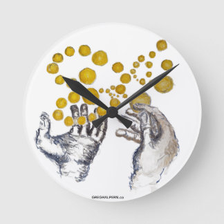 Hands Outstretched with Golden Globes Artist Clock