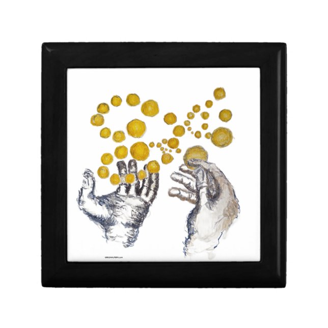 Hands Outstretched with Golden Globes Gift Box (Front)