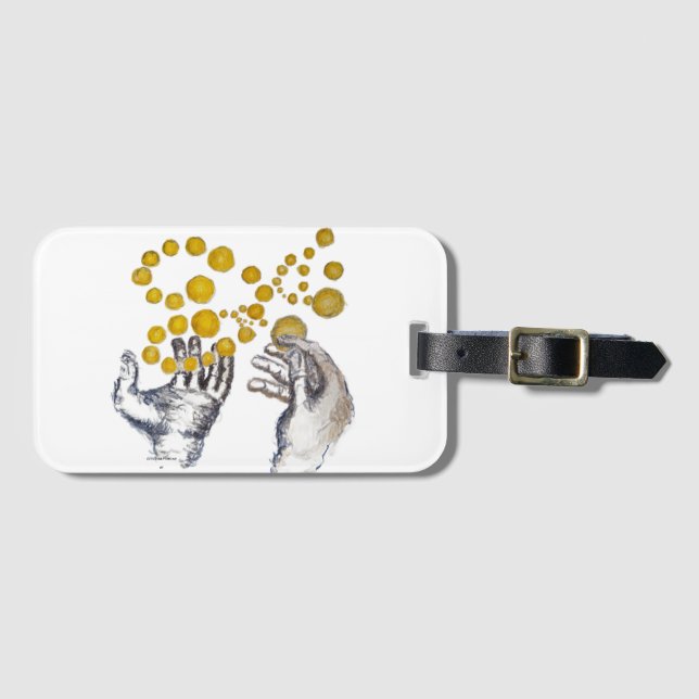 Hands Outstretched with Golden Globes Luggage Tag (Front Horizontal)