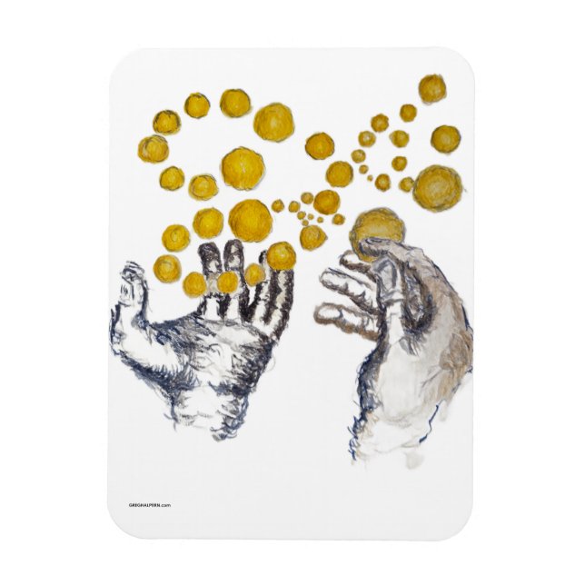 Hands Outstretched with Golden Globes Magnet (Vertical)
