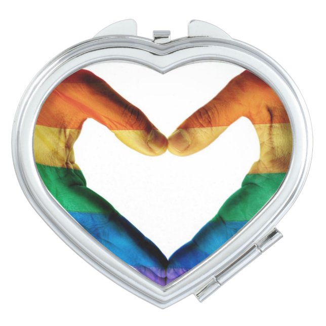 Hands Painted as a Rainbow Heart Compact Mirror (Front)