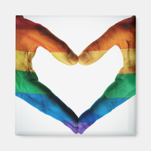 Hands Painted as a Rainbow Heart Magnet