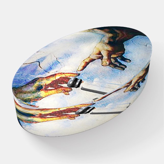 Hands Pass the Salt Fine Art Parody Paperweight (Angled)