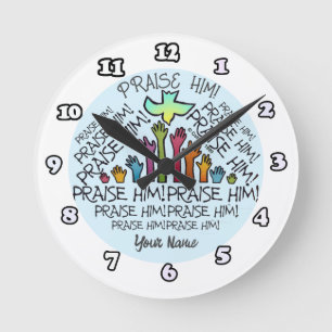Hands Praise Him Christian clock