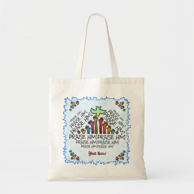 Hands Praise Him Christian tote bag (Front)