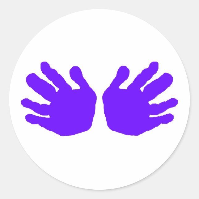 Hands Purple The MUSEUM Zazzle Gifts Classic Round Sticker (Front)