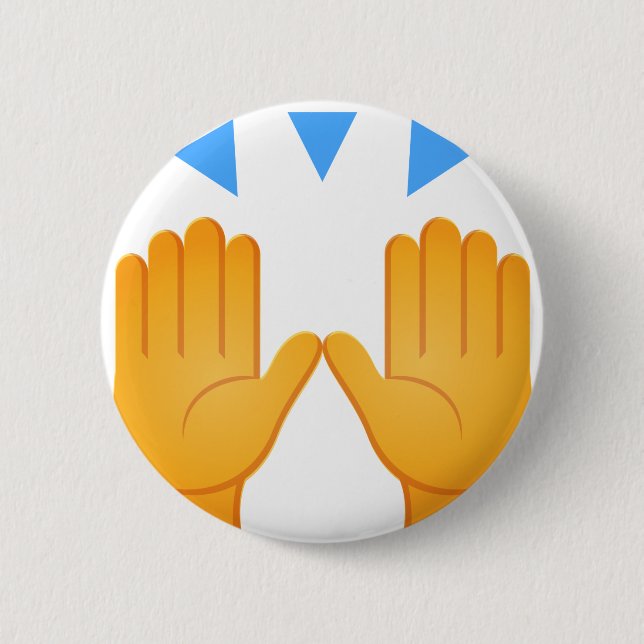 Hands Raised Emoji Button (Front)