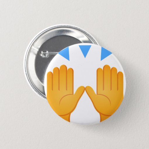 Hands Raised Emoji Button | Zazzle