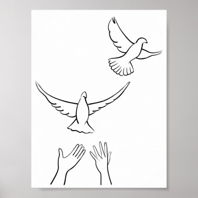 Hands Releasing Doves Poster (Front)