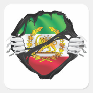 Hands Ripped Persian Lion Kingdom Pahlevi Square Sticker