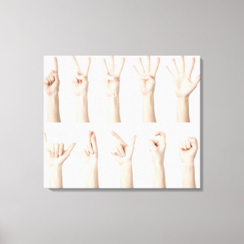 Hands showing Chinese way of counting Canvas Print