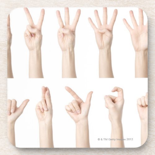Hands showing Chinese way of counting Drink Coaster