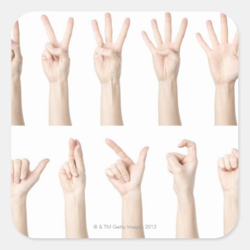 Hands showing Chinese way of counting Square Sticker