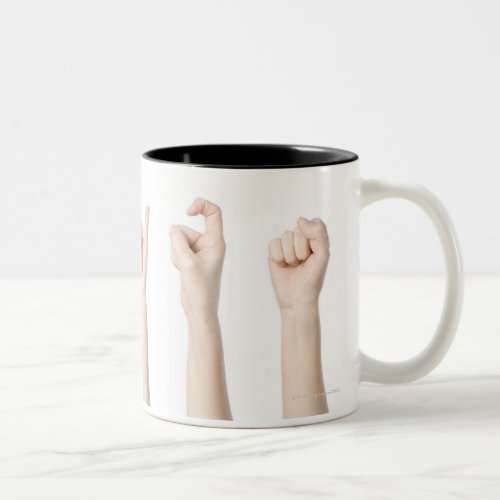 Hands showing Chinese way of counting Two_Tone Coffee Mug