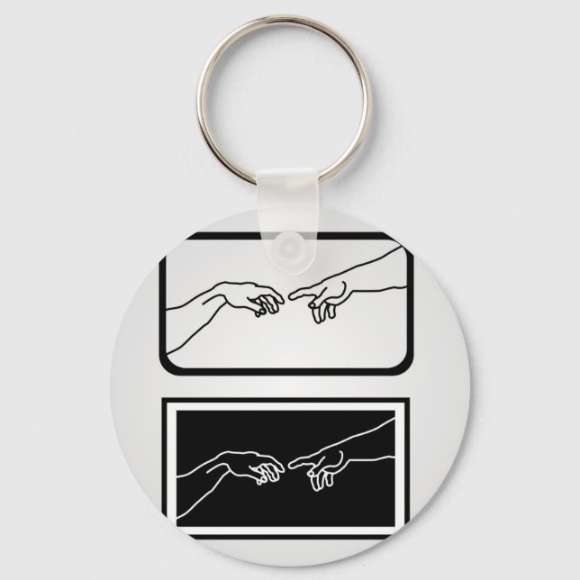 Hands showing the creation of Adam Keychain (Front)