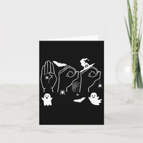 Hands Sign Language Pride Asl Teacher Ghost Hallow Card