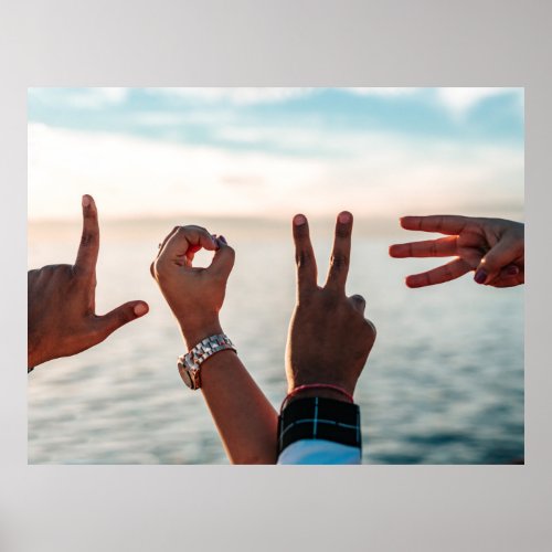 Hands Spell Love  Romantic Photo Poster