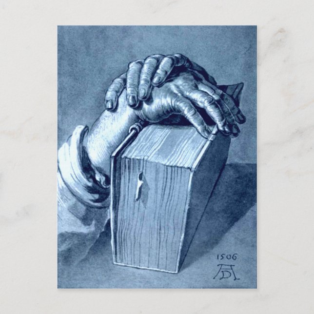 Hands Study with Bible - Durer Postcard (Front)