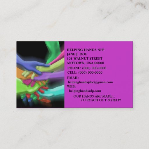 Customizable HANDS TEAM CHARITY NFP RETRO NEON BUSINESS CARDS