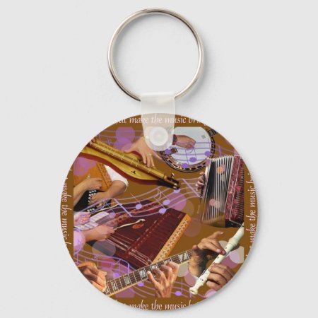 Hands That Make The Music ..make Happiness (brown) Keychain