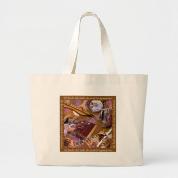 Hands That Make The Music ..make Happiness (brown) Large Tote Bag by lmountz1935 at Zazzle