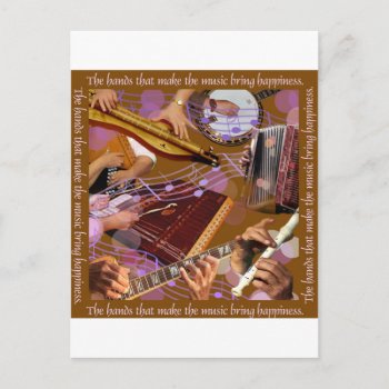 Hands That Make The Music ..make Happiness (brown) Postcard by lmountz1935 at Zazzle
