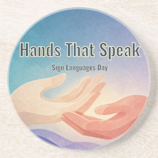Hands That Speak | Sign Languages Day Coaster