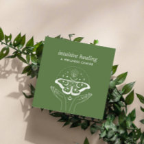 Hands Third EYE Moon Moth Yoga Spiritual Coach  Square Business Card