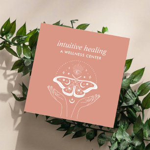 Hands Third EYE Moon Moth Yoga Spiritual Coach Square Business Card