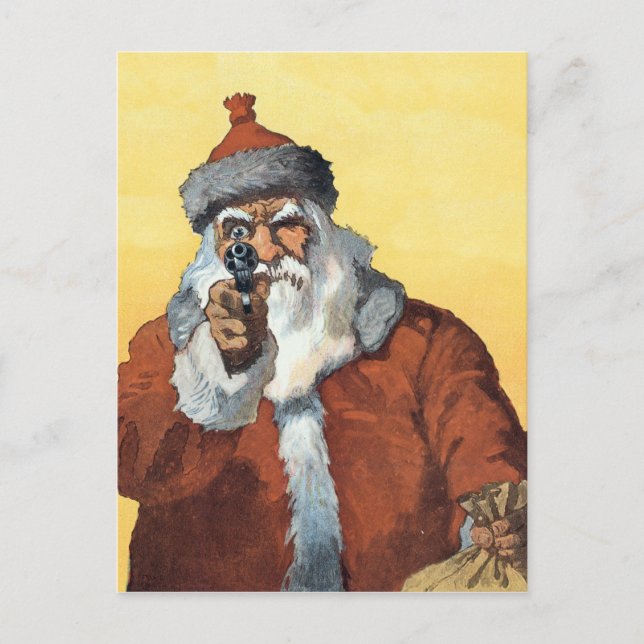 Hands Up! - As Santa Claus looks to some of us. Holiday Postcard (Front)