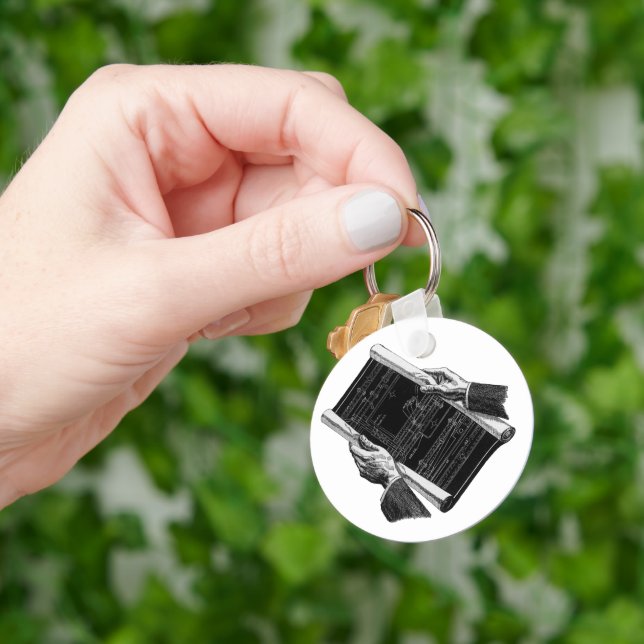 Hands w Architectural Blueprints, Vintage Business Keychain (Hand)