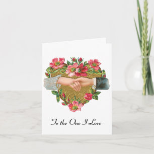 Hands w Flowers, Vintage Victorian Valentine's Day Holiday Card