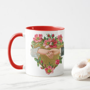 Hands w Flowers, Vintage Victorian Valentine's Day Mug