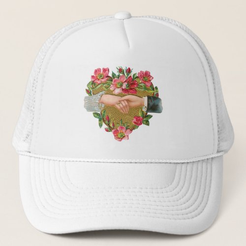 Hands w Flowers Vintage Victorian Valentines Day Trucker Hat