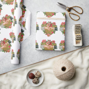 Hands w Flowers, Vintage Victorian Valentine's Day Wrapping Paper