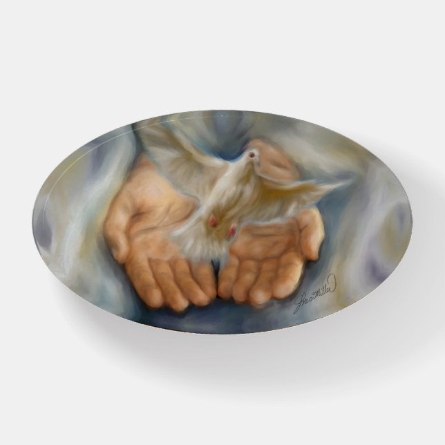 Hands white dove holy ghost Christian  religious Paperweight (Front)