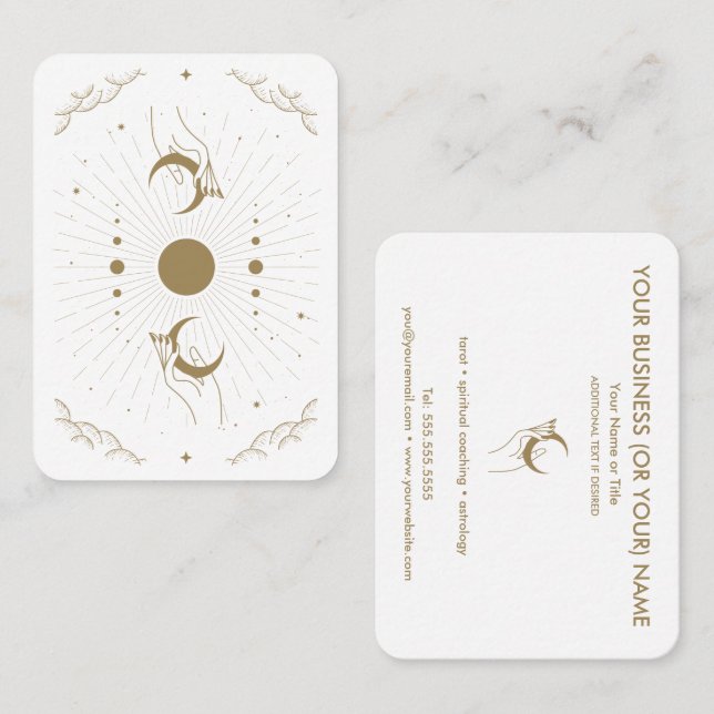 Hands with Moons Tarot Psychic Business Card (Front/Back)