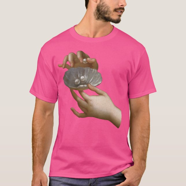 Hands With Pearls Detail Renaissance Aesthetic T-Shirt (Front)