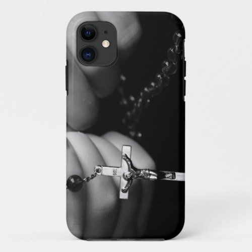 Hands with Rosary Beads iPhone 11 Case