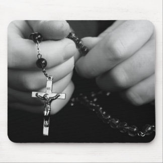 Hands with Rosary Beads Mouse Pad