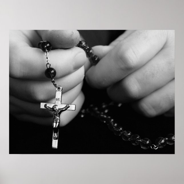 Hands with Rosary Beads Poster (Front)