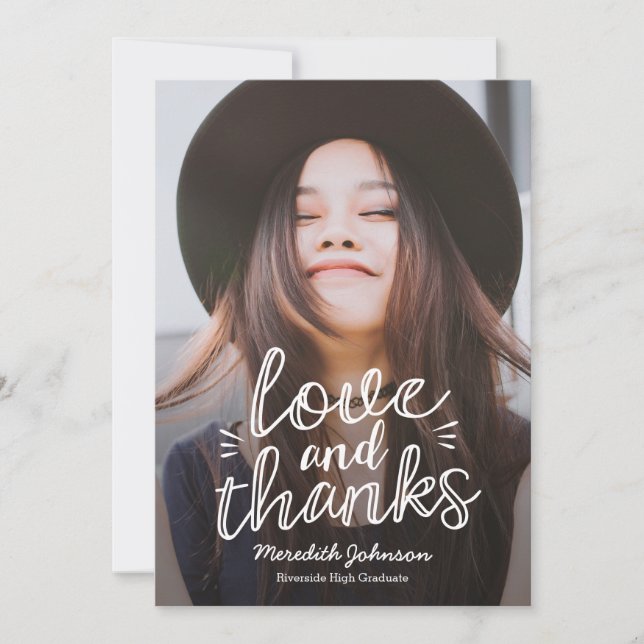 Handscript Happiness EDITABLE COLOR Photo Thank You Card (Front)