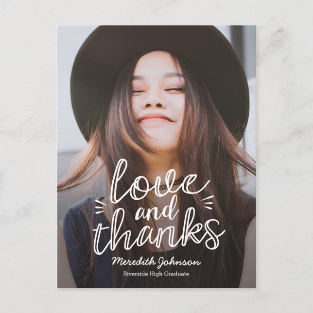 Handscript Happiness EDITABLE COLOR Thank You Postcard (Front)
