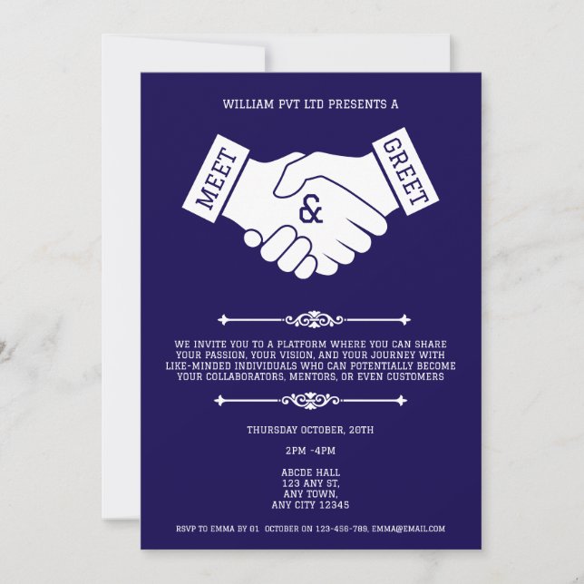 Handshake Business Meet & Greet Invitation (Front)