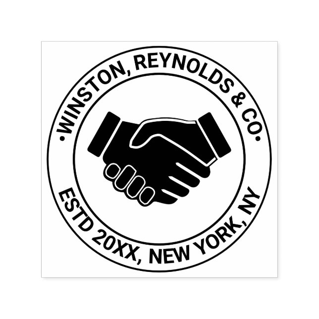Handshake Business Professional Name Estd Date Loc Self-inking Stamp (Design)