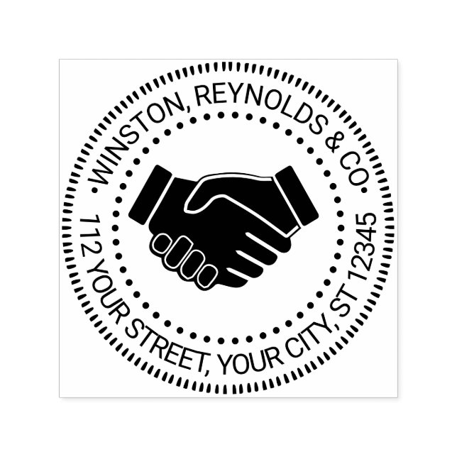 Handshake Business Professional Name Retn Address Self-inking Stamp (Design)